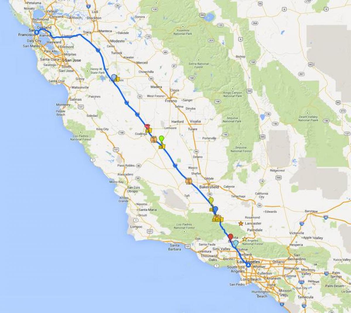 Mapa de San Francisco passeio de carro