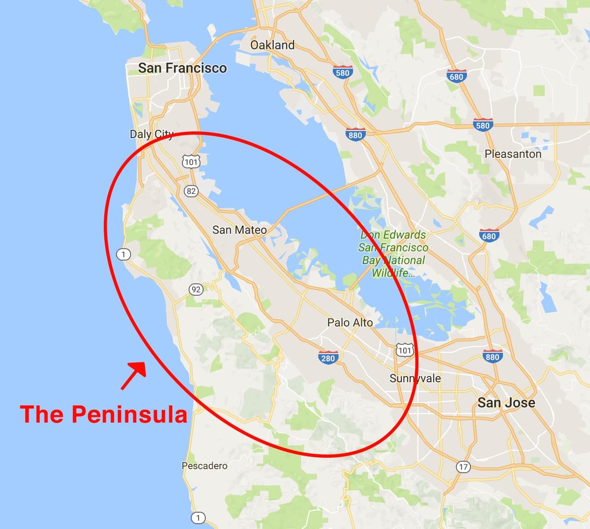 Mapa da península de são Francisco 