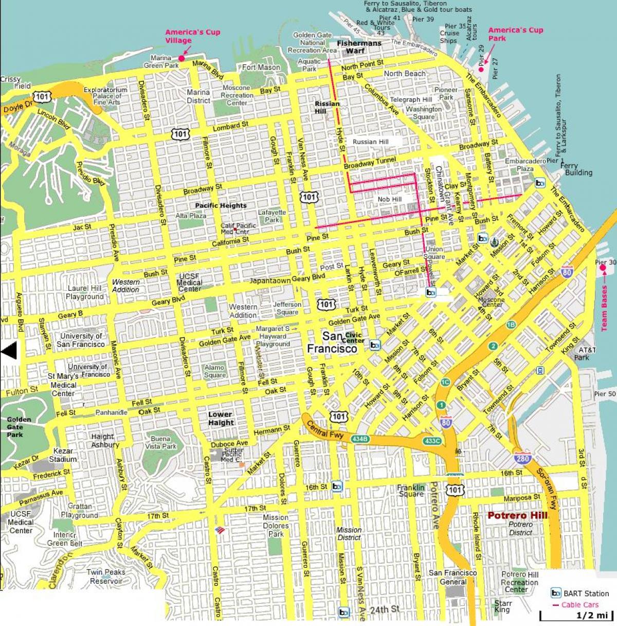 San Francisco lugares de interesse mapa
