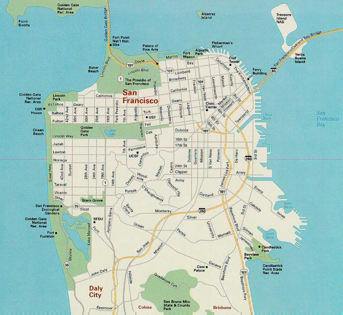 Mapa de San Francisco principais atrações