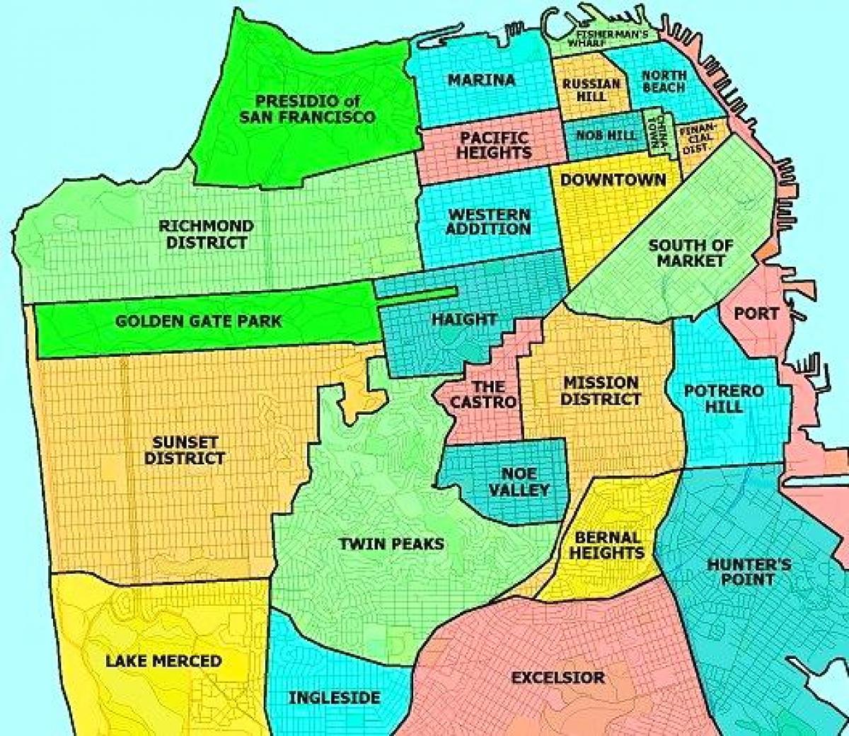 os subúrbios de San Francisco mapa