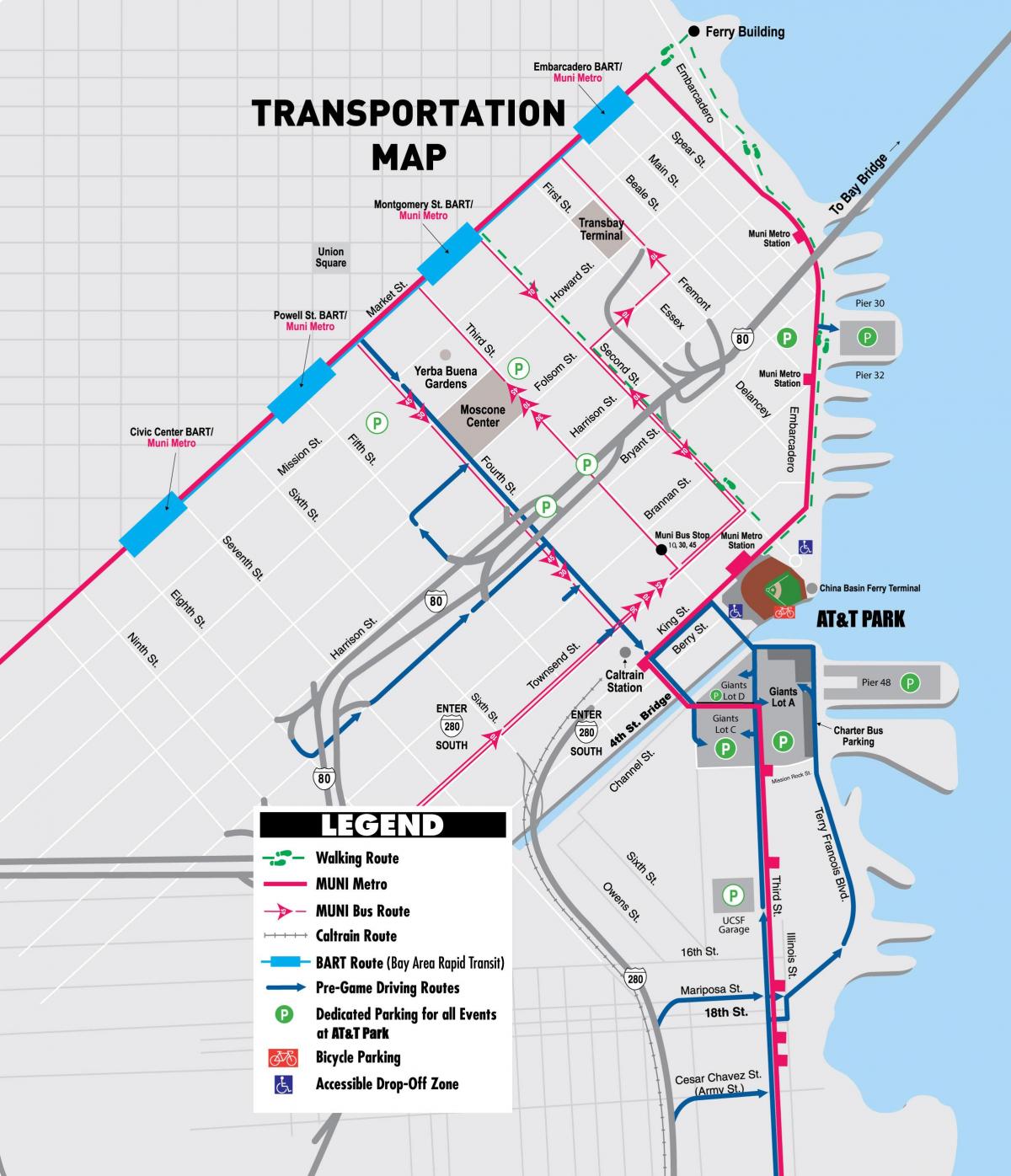 Mapa de SF giants estacionamento 