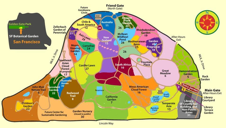 San Francisco botanical garden mapa