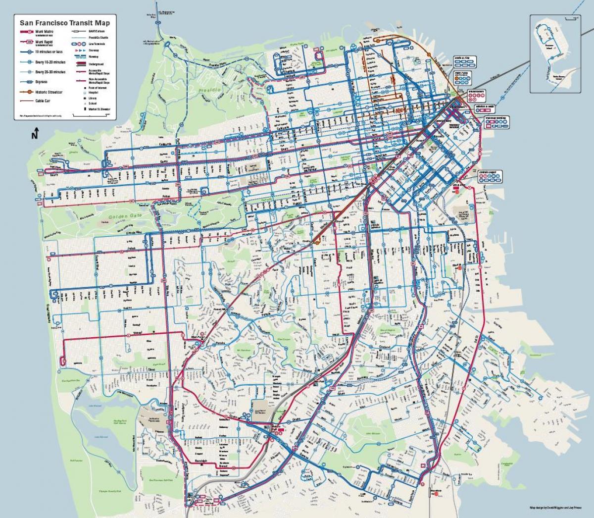 São Francisco sistema de ônibus mapa