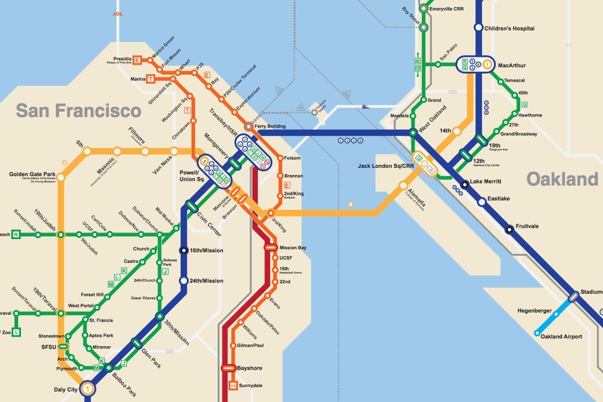 SFO mapa do metrô