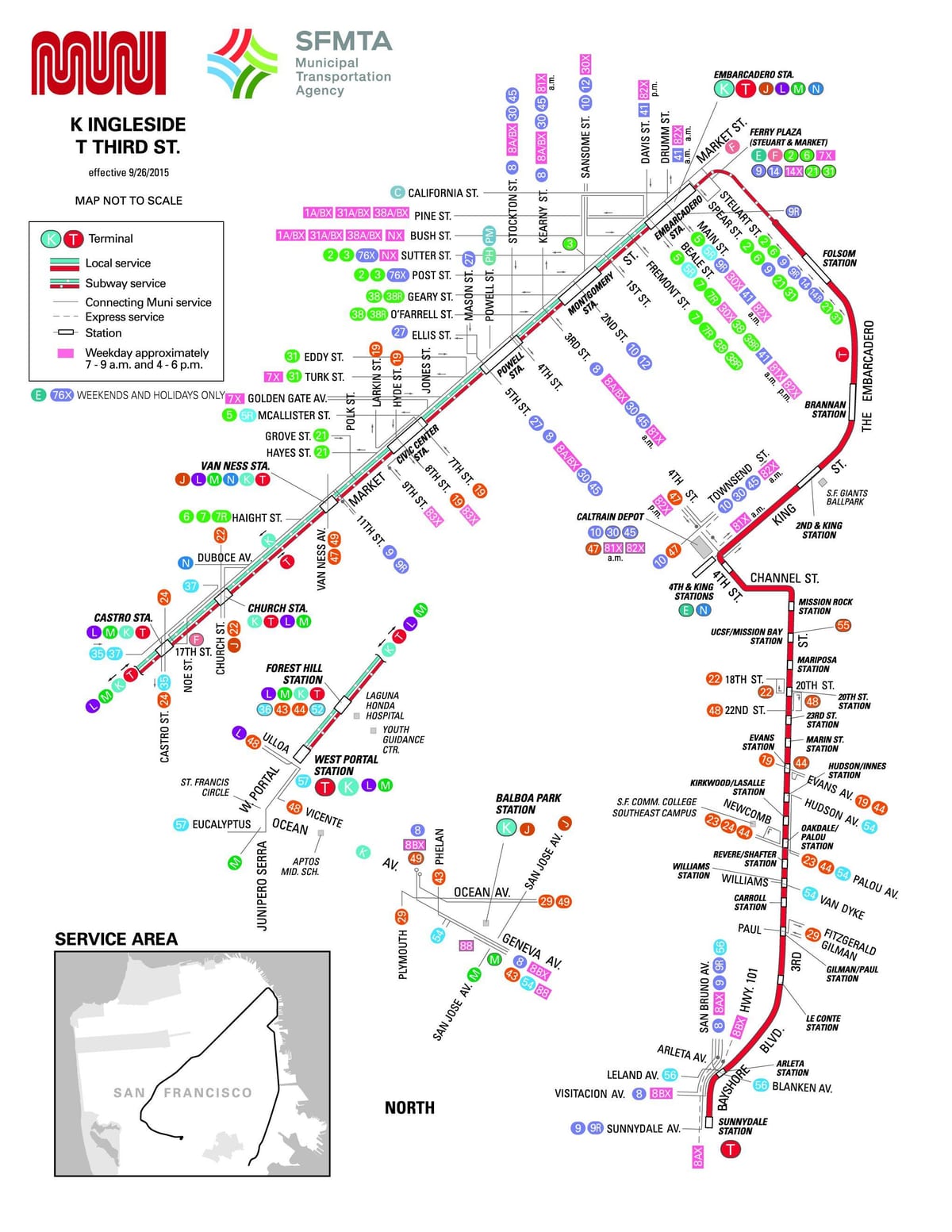 São Francisco de ônibus da cidade mapa