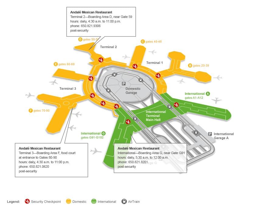 SFO terminal 2 portão mapa