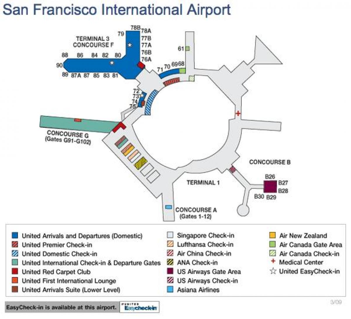 San Francisco airport mapa unidos