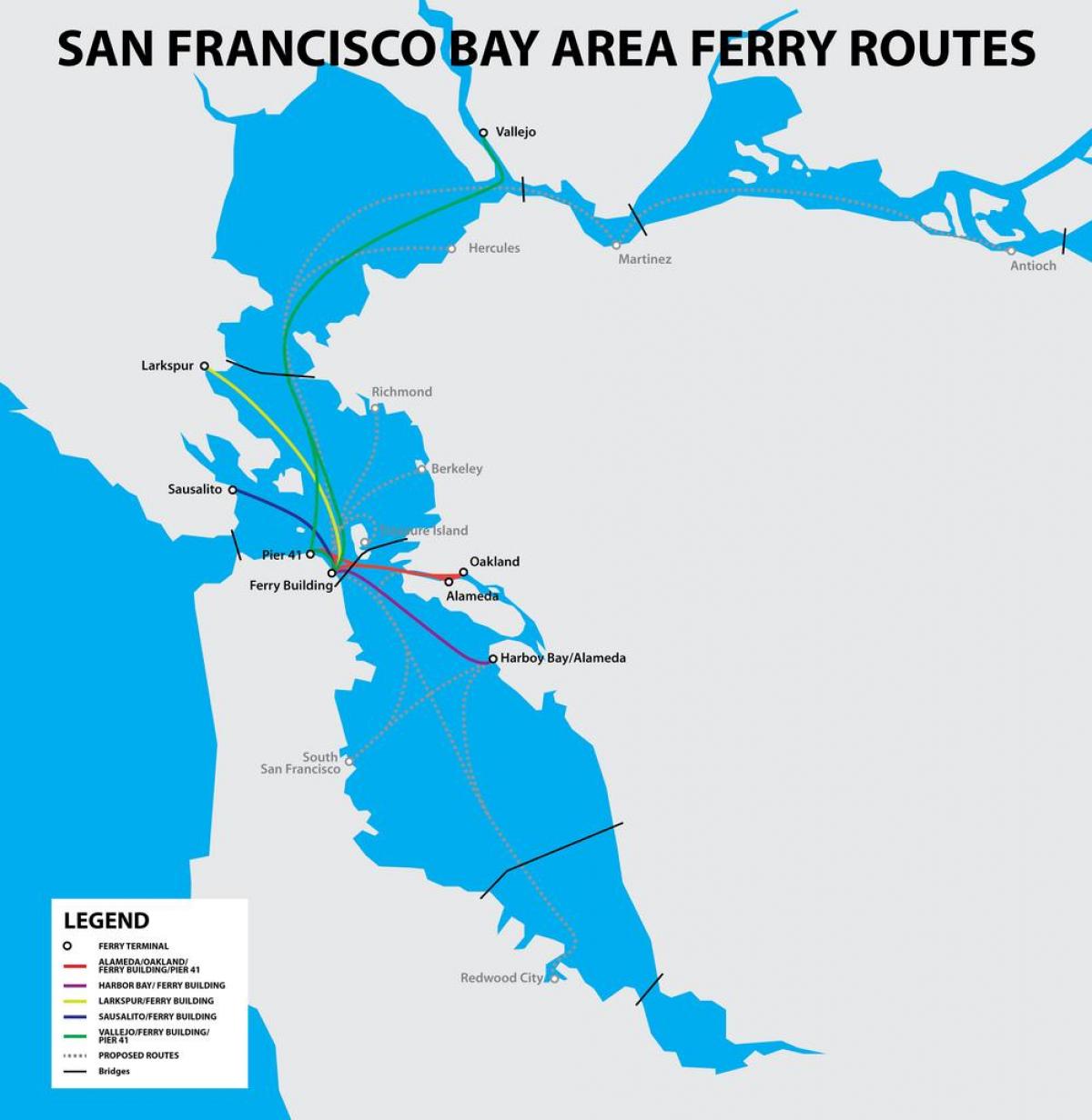 Baía de são Francisco ferry mapa