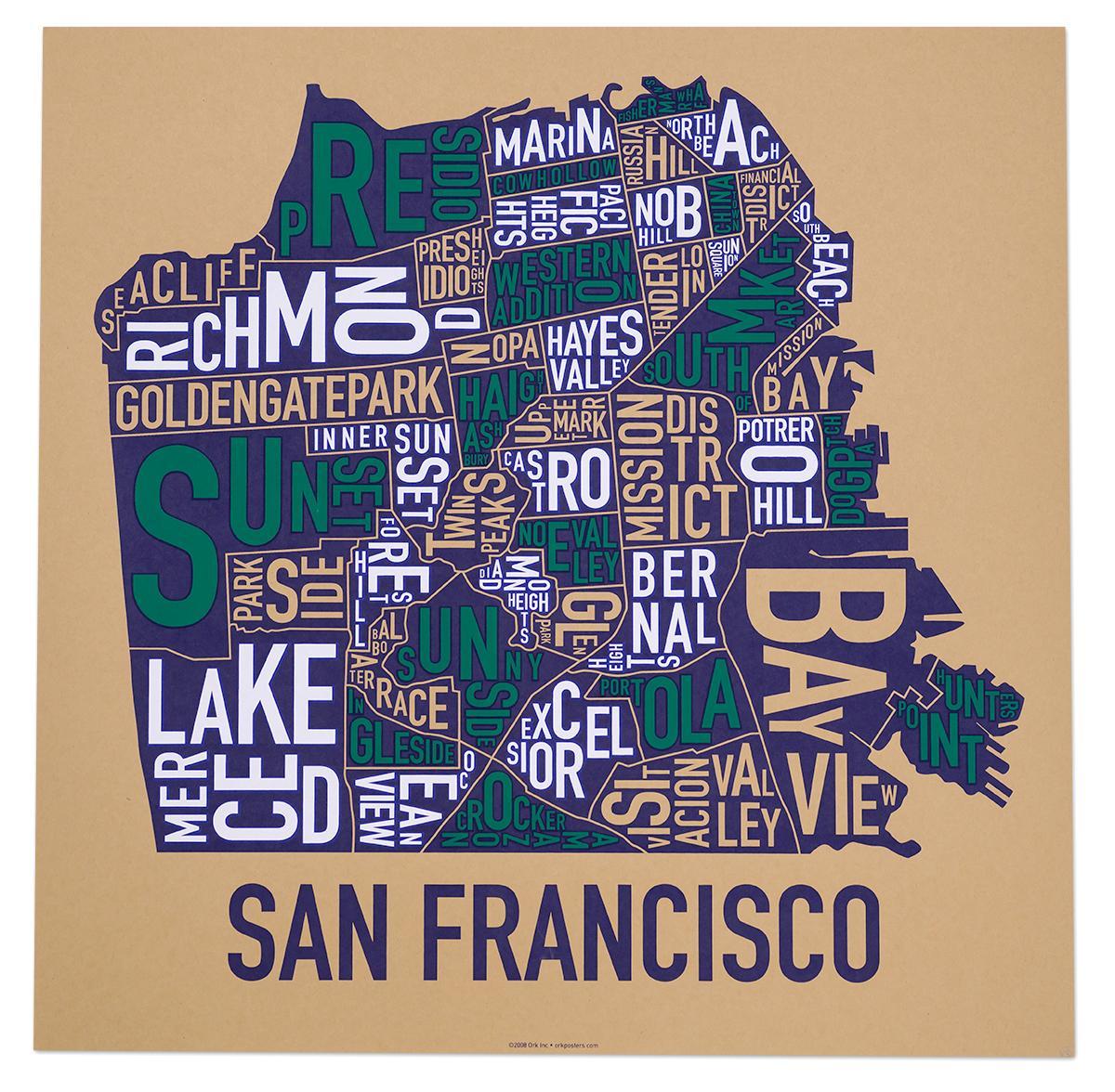 San Francisco, bairro do mapa pôster