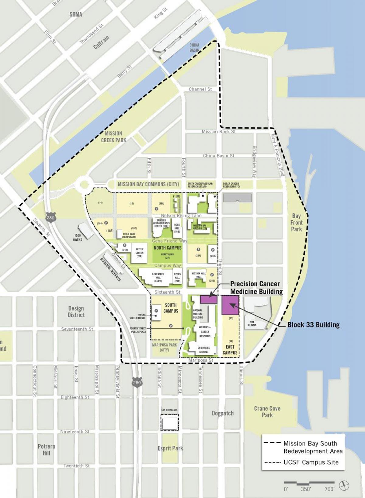 ucSF de mission bay, mapa do campus.