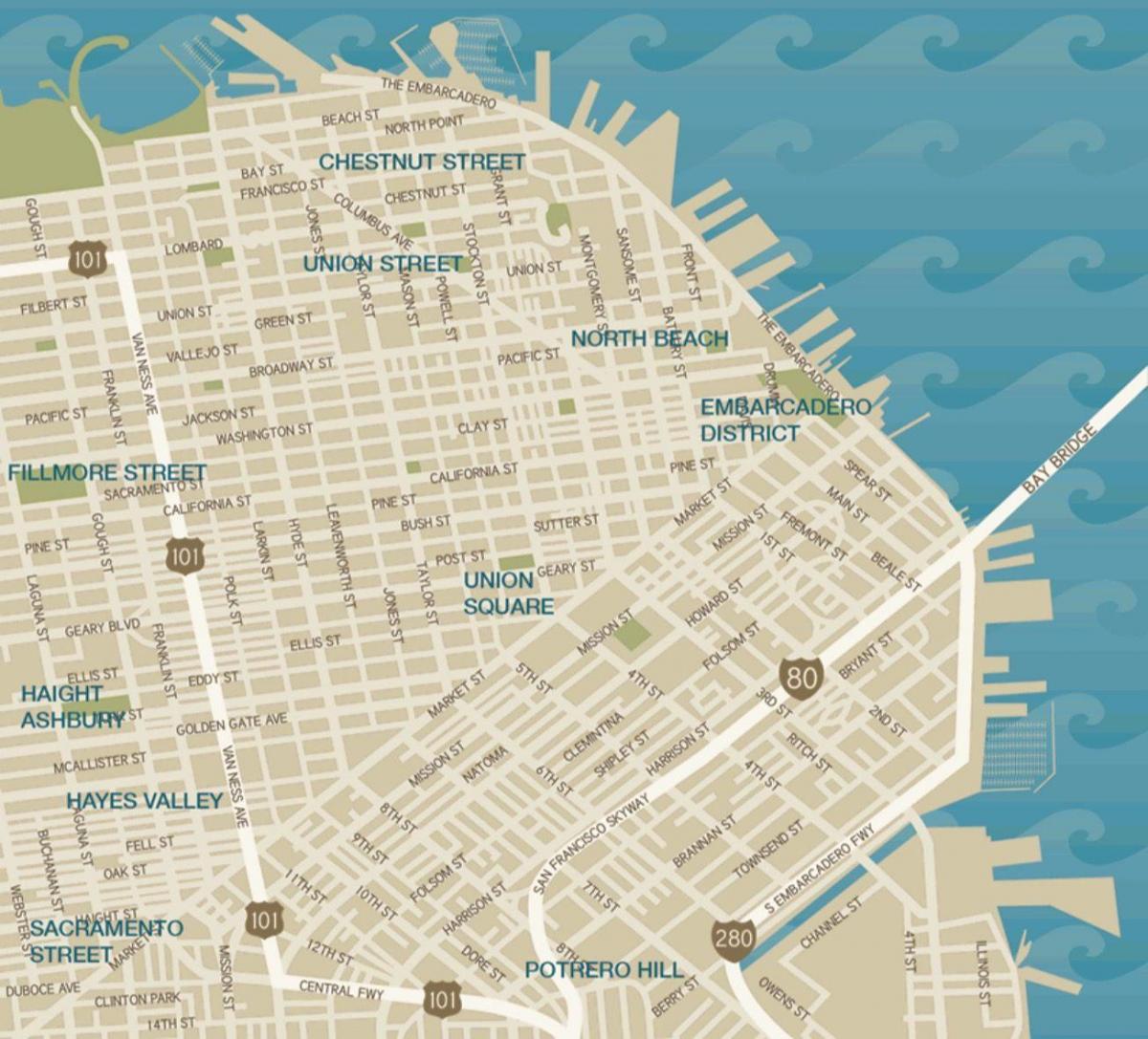 mapa da cidade de San Francisco union square