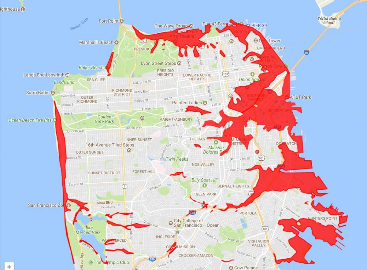 San Francisco áreas para evitar mapa