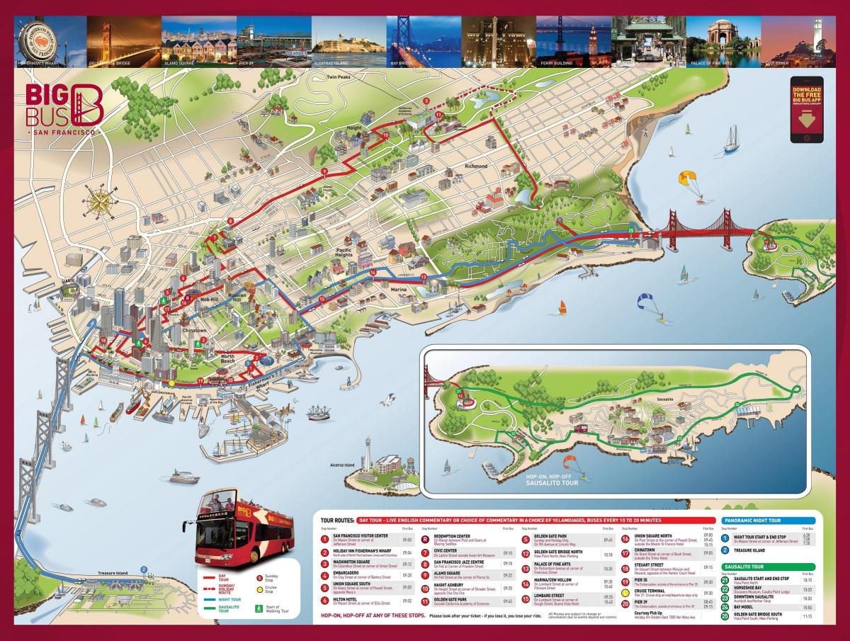 Mapa do ônibus vermelho de San Francisco 