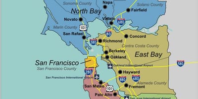 Mapa do sul de San Francisco, área da baía de