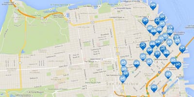 Mapa da área da baía de bicicleta
