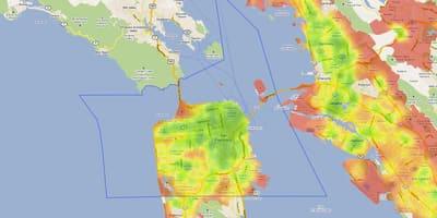 Mapa da área da baía de calor