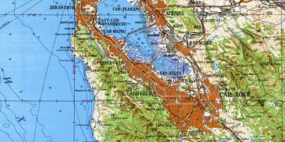 San Francisco, área da baía de mapa topográfico