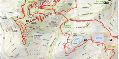 Mapa da área da baía de trilhas de bicicleta