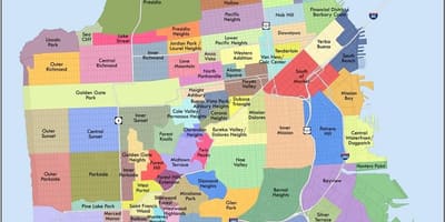 San Francisco, área da baía de vizinhança mapa