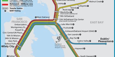 San Francisco bart mapa do sistema de