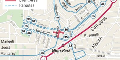 Mapa de glen park em são Francisco