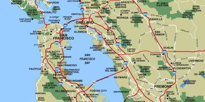 Mapa da área de são Francisco cidades