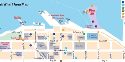 Mapa de San Francisco fisherman's wharf e da área