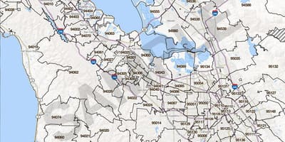 Mapa do vale do silício código postal