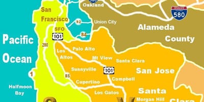 Mapa de localização no vale do silício