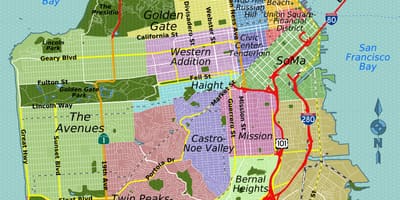 Mapa de rua de são Francisco, califórnia