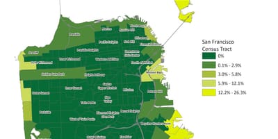 Mapa de San Francisco, zona de inundação