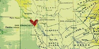 Coração em San Francisco no mapa