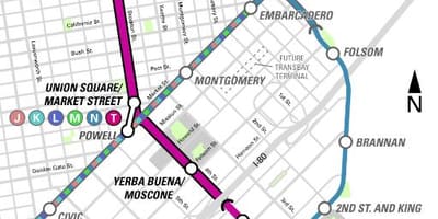 Central de metrô de San Francisco mapa