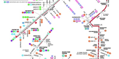 São Francisco de ônibus da cidade mapa